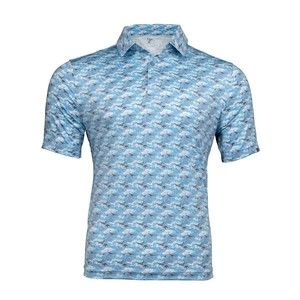 1764 Flock of Birds Men's Short Sleeve Golf Polo Shirt - Light Blue - Size XL
